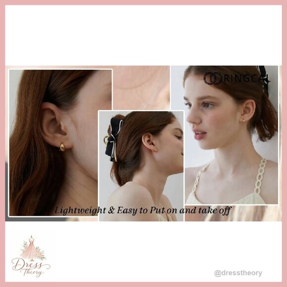 14K Gold Plated Hoop Earrings Set 10mm 14mm 17mm Hypoallergenic - Picture 8 of 8